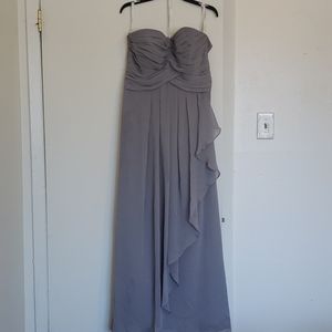 David's Bridal Chiffon Strapless Bridesmaid Gown